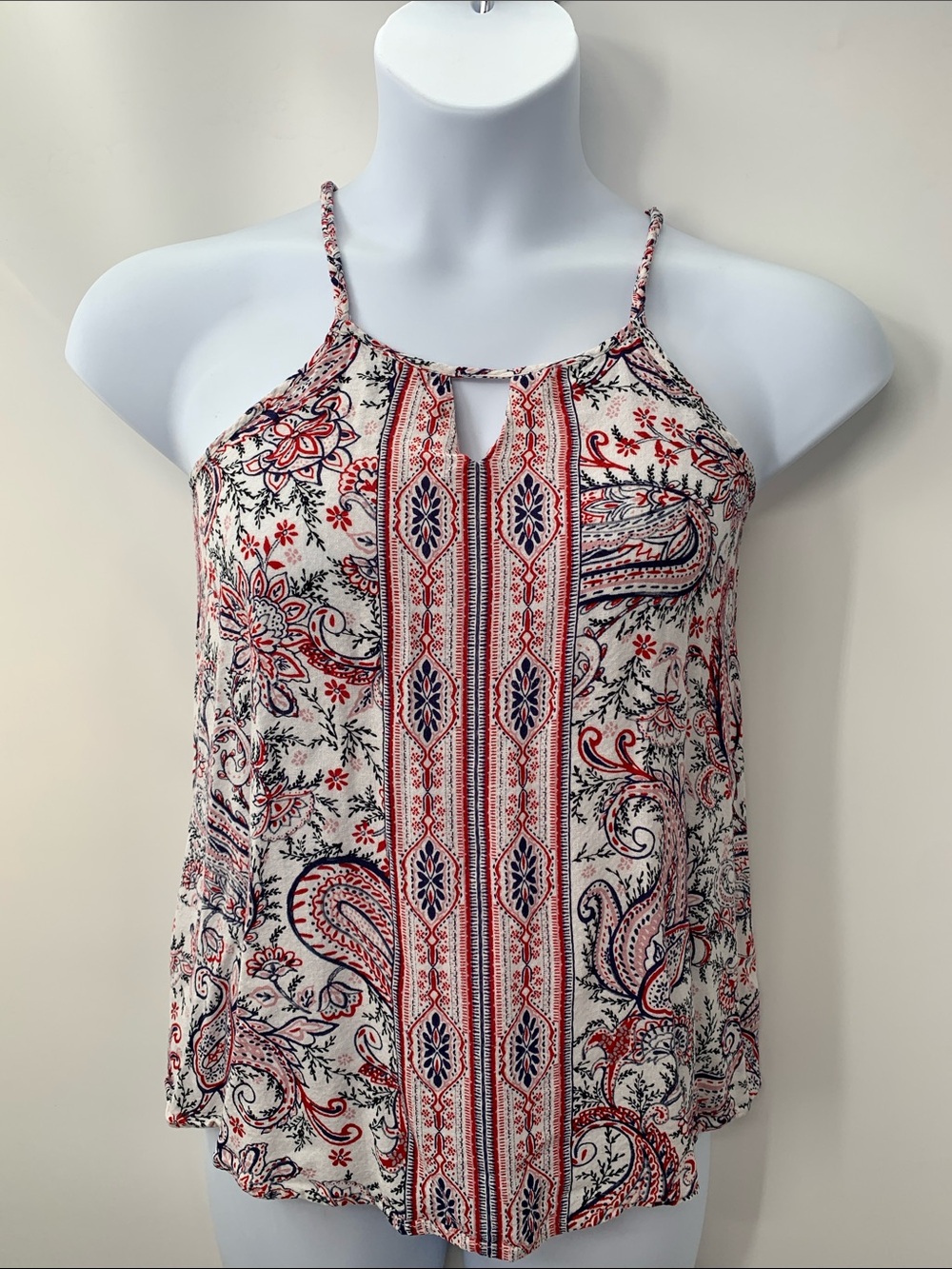Kelly Reneé Women’s Boho Sleeveless Red & White Medium Top